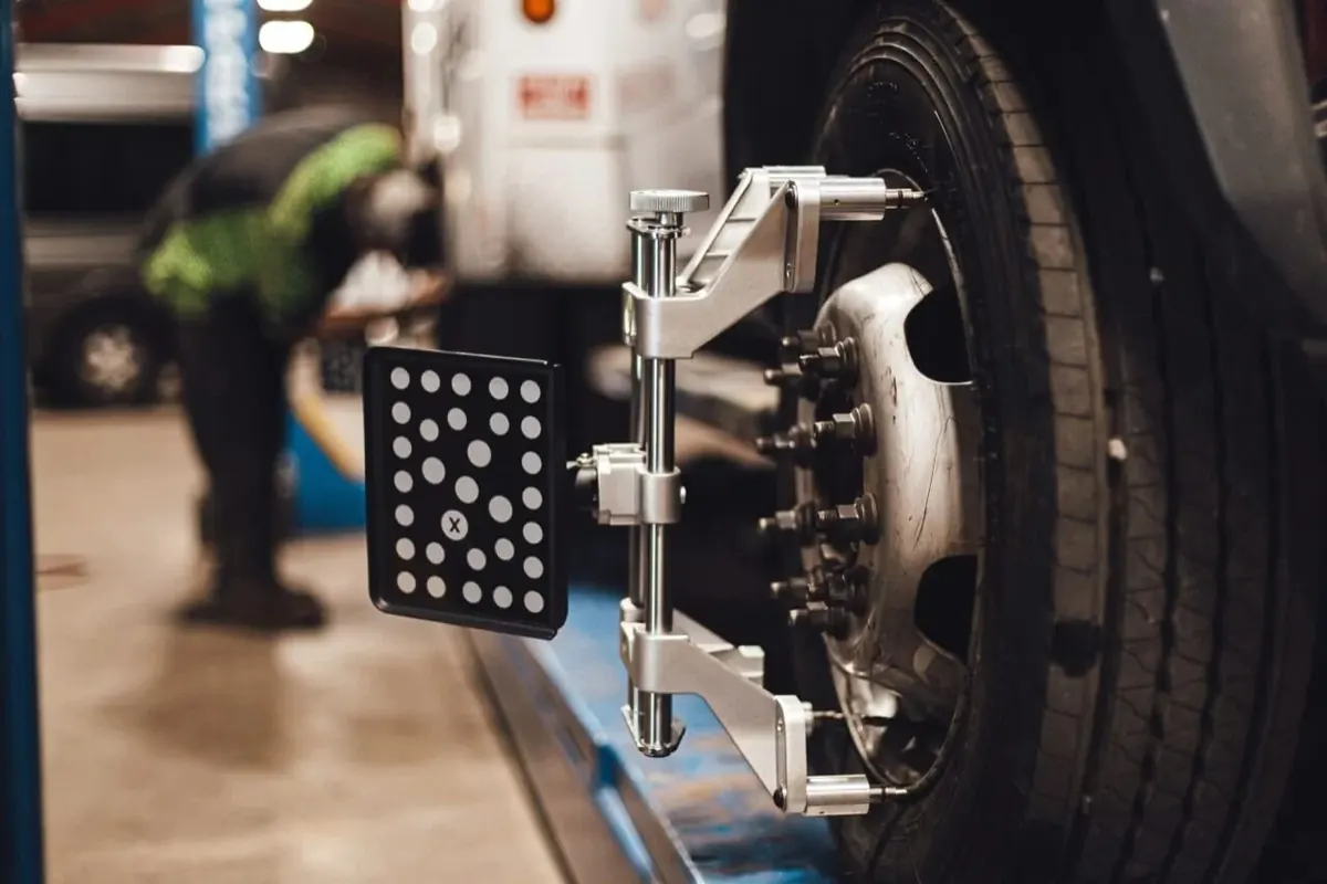 Truck wheel with alignment target fitted